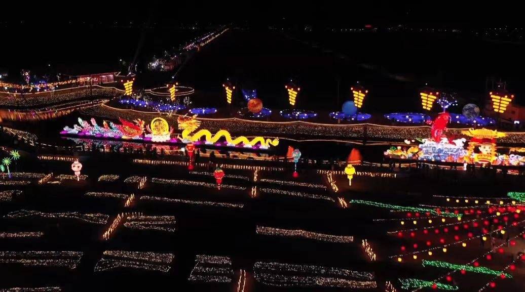 瑞安曹村灯会航拍(央广网发 瑞安市委宣传部供图)"