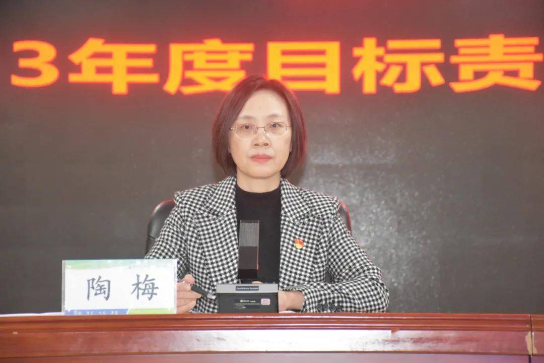 会议由党委书记陶梅主持,院领导班子成员及全体中层干部正职参加.