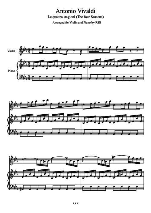 下载乐谱:李映衡演绎维瓦尔第《四季·冬》第二乐章小提琴考级曲乐谱&