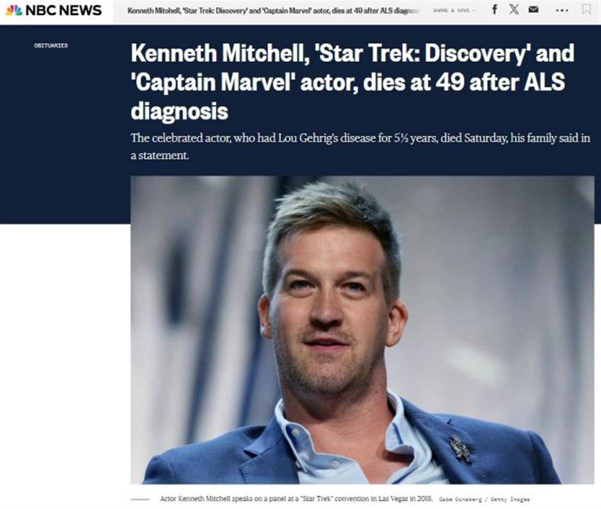 这位49岁男演员因渐冻症去世,曾出演《惊奇队长》