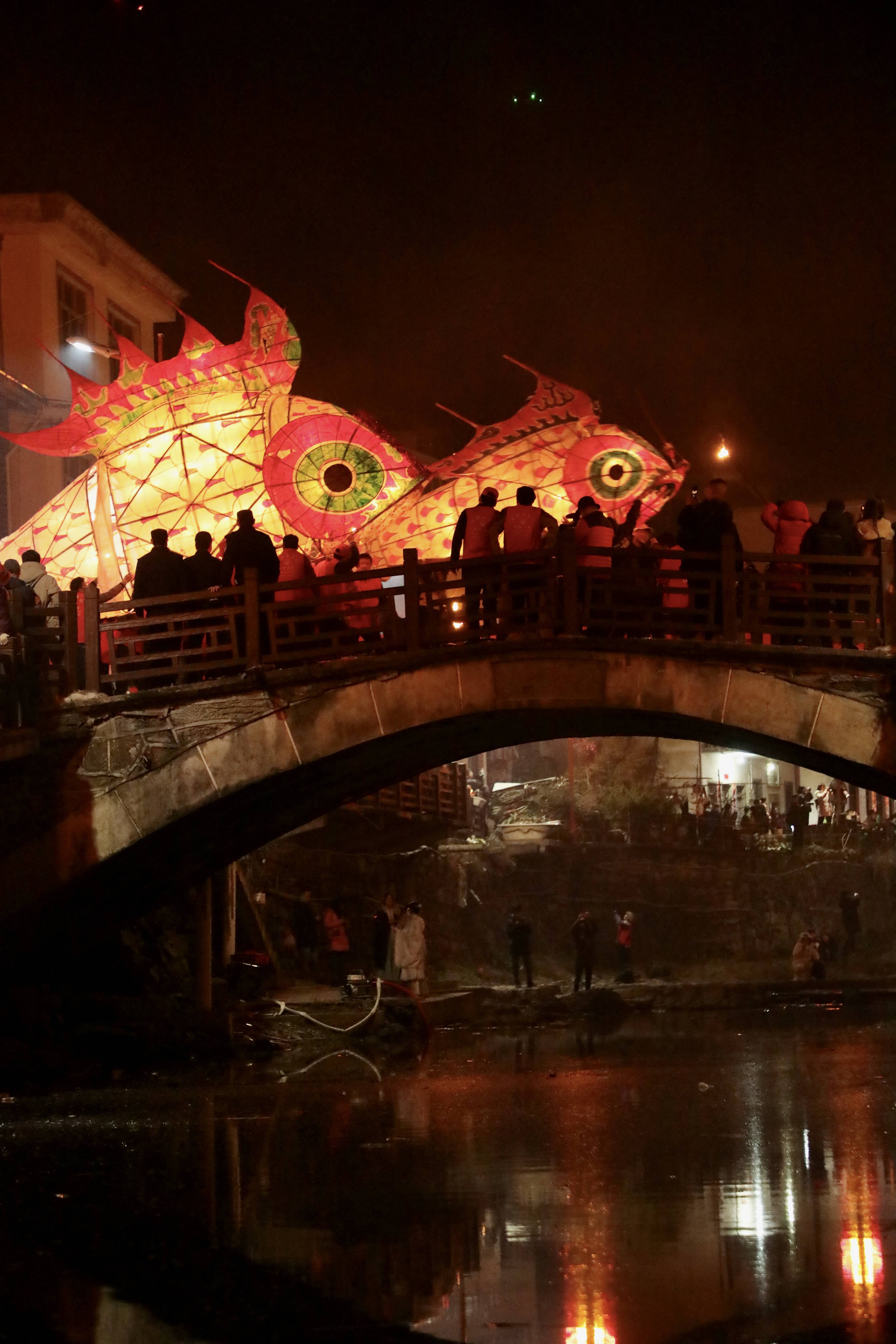 徽州非遗"汪满田鱼灯节"吸引游客超9000人,最大的鱼长9米_村民_田村_