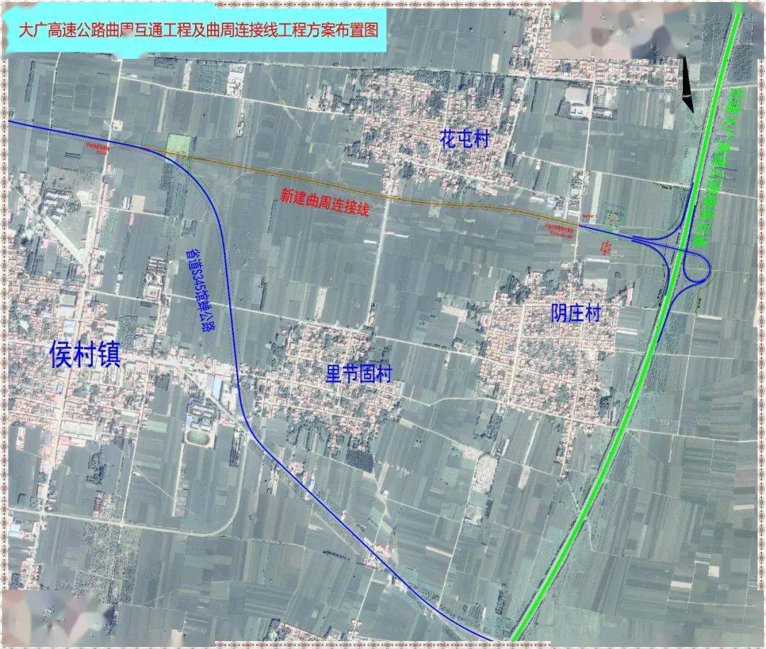 大广高速公路新增曲周互通项目位于曲周县侯村镇,采用单喇