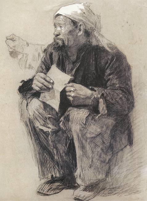 王式廓在1959年以后,又为西画《血衣》,作了许多的努力,素描《血衣》