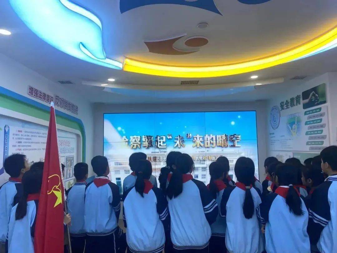 图 | 学生们观看法治教育宣传片扶绥县人民检察院的讲解员带领学生们