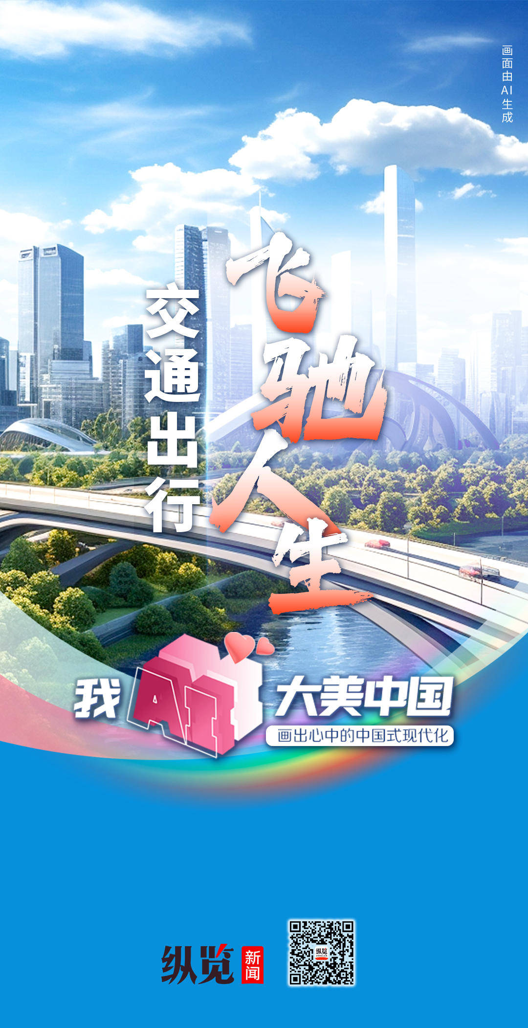 我ai大美中国纵览ai系列海报⑤交通出行飞驰人生