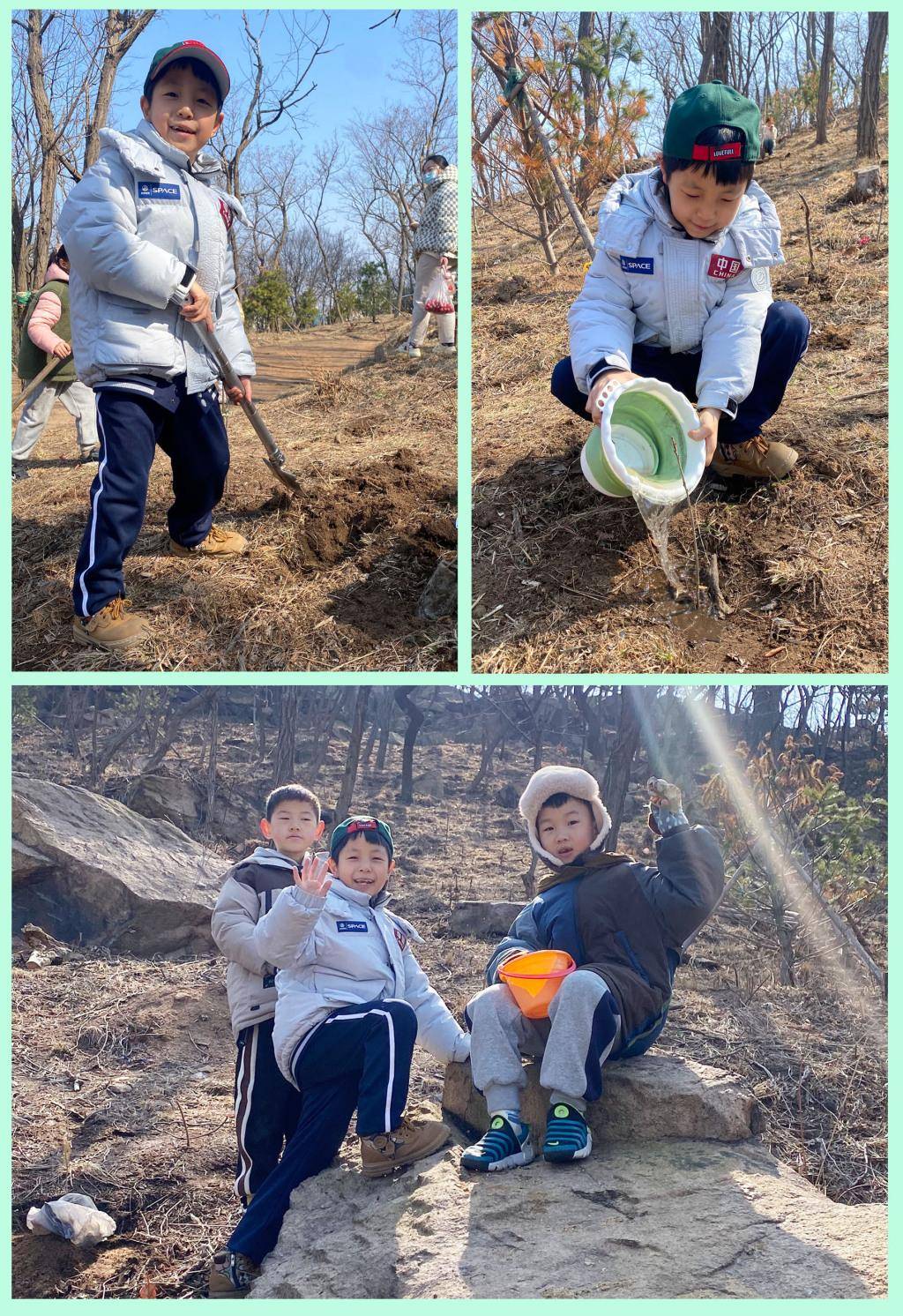 小手添新绿,快乐找春天!青岛宁夏路小学开展植树,捡垃圾实践活动