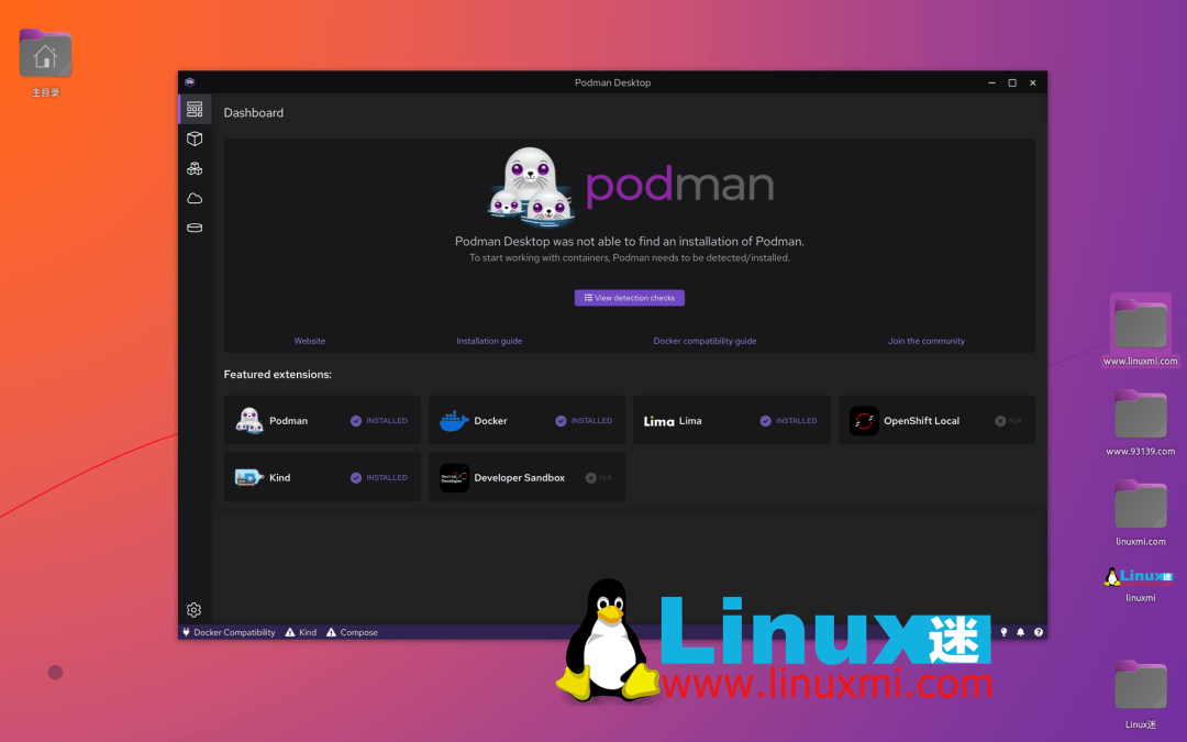 如何在Fedora Linux上安装并配置Podman Desktop？