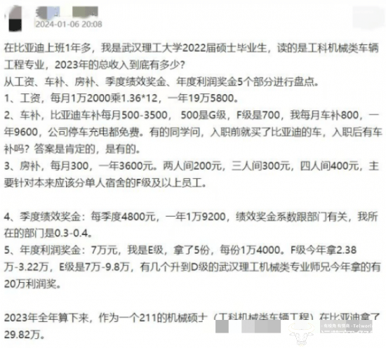 不过比亚迪高管薪酬在行业内确实算是较高的存在.