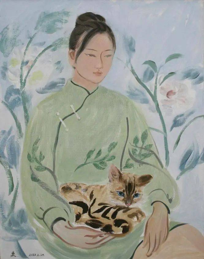 《春风》布面油画,90×70cm,2023此次展览参展的四十多幅作品涵盖油画