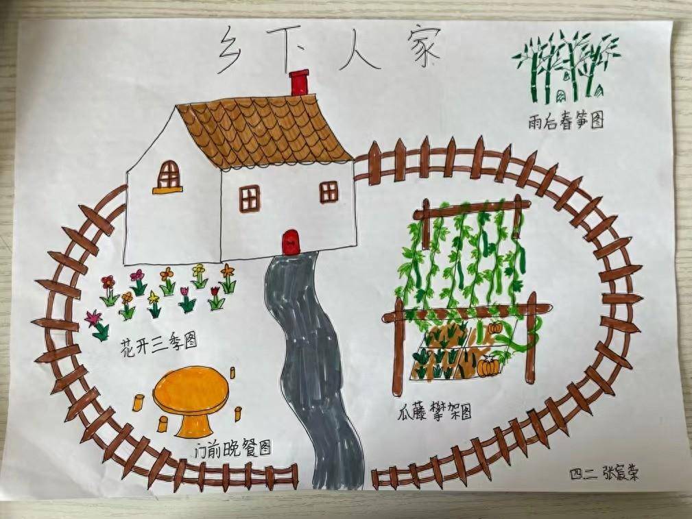 灞桥区三殿中心小学四年级《乡下人家》特色作业展示
