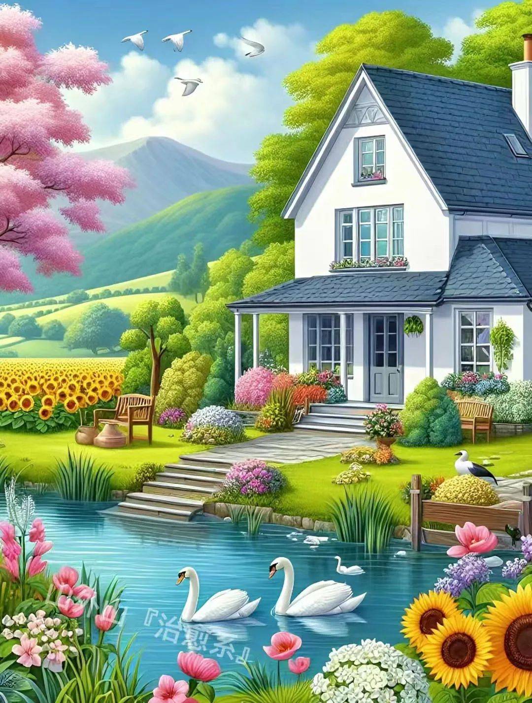 人间最美四月天,鸟语花香柳如烟;青山绿水花一片,阳光美景暖人间;送去