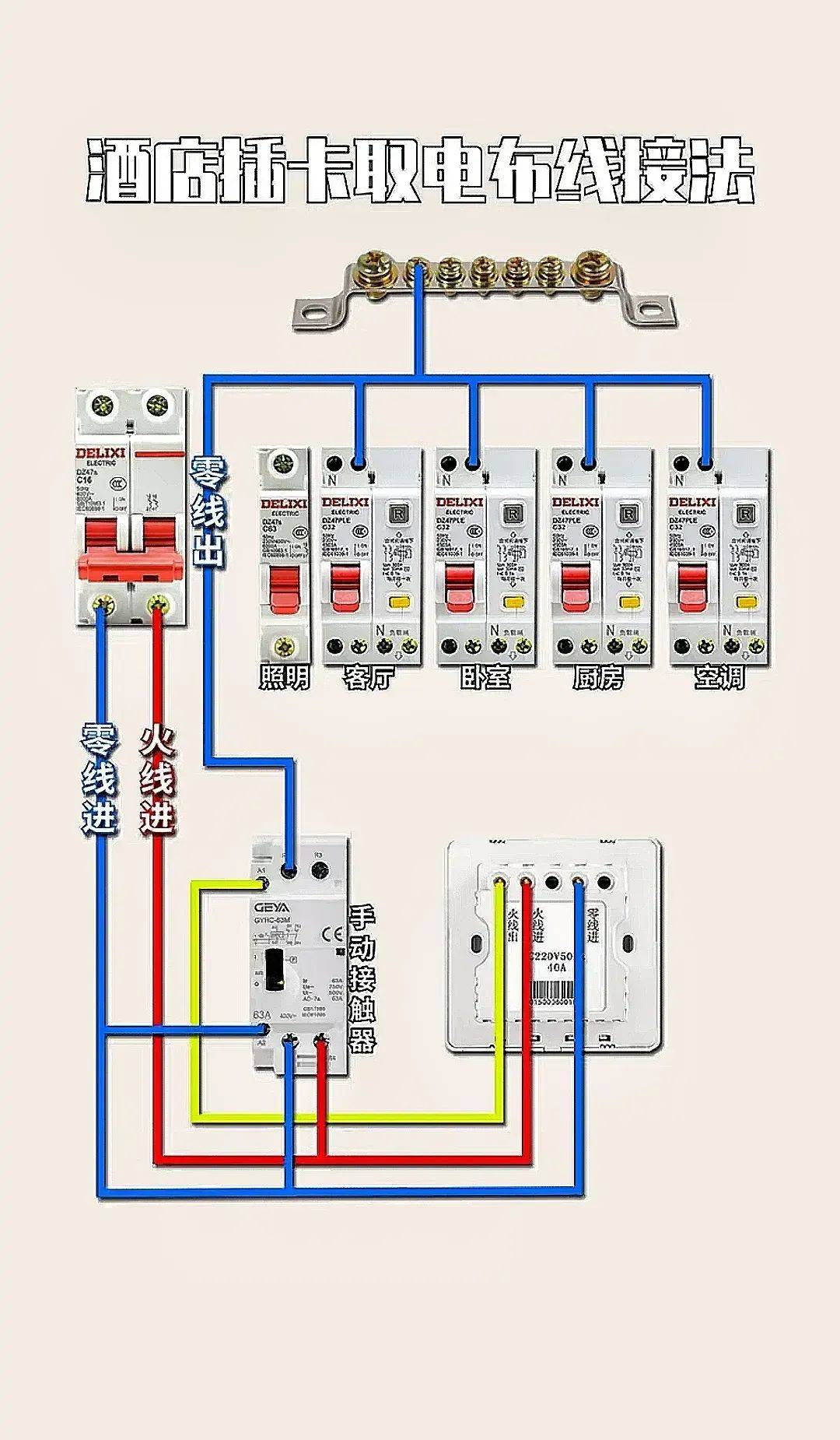 倒顺开关接单相电机实物彩图接线电路图20,接触热的单相双控接线方法