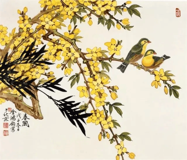 大师笔下迎春花春意盎然
