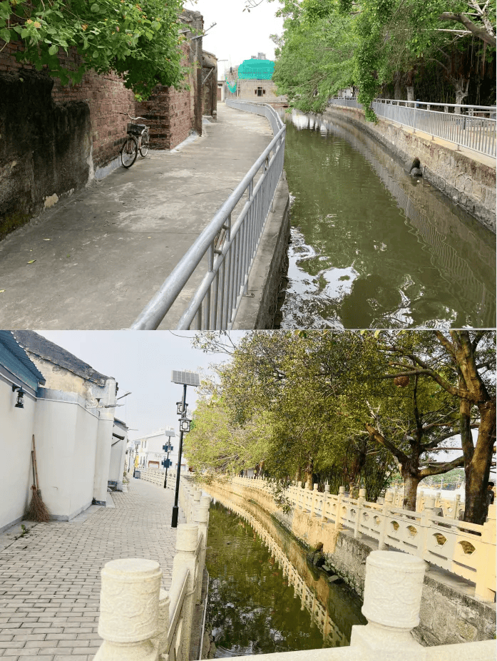 契机下,我们做了老寨墙外立面改造,用板砖铺路,增设路灯,更换沿河栏杆