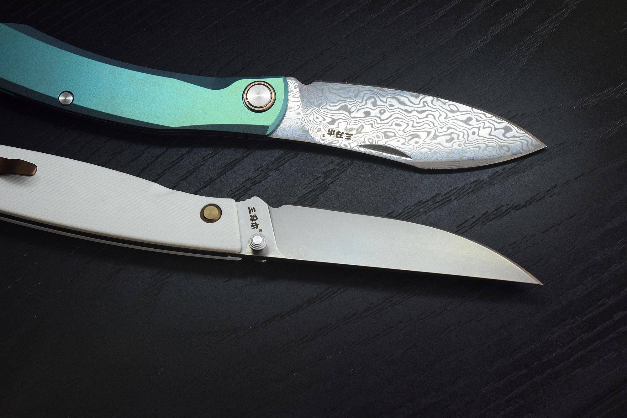 折刀中的西装暴徒三刃木7315钛合金大马士革折刀体验