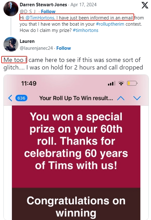 一批顾客被通知中$6万奖!但赢了个寂寞_hortons_tim_错误