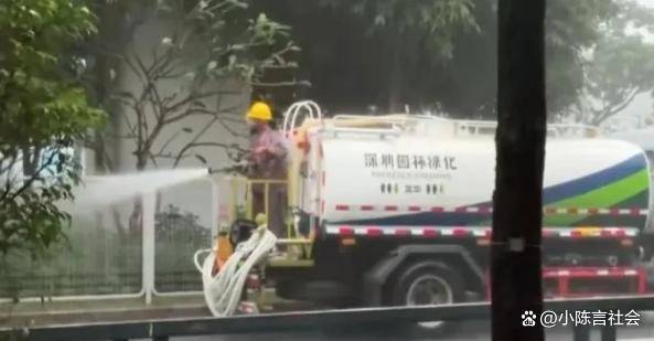 完美体育官网大暴雨气候深圳园林绿化公司还不忘给绿化带的花卉浇水(图2)