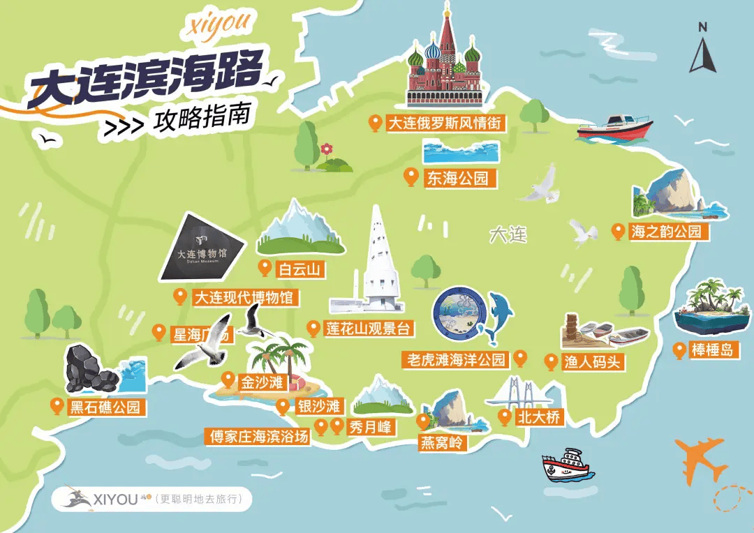 西段:傅家庄海水浴场→金沙滩→银沙滩→白云山→南大亭→森林动物园