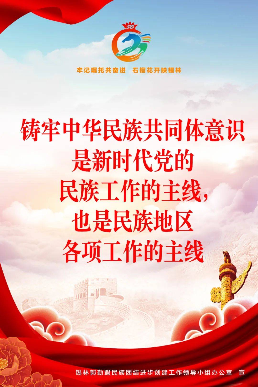 铸牢中华民族共同体意识|创建全国民族团结进步示范盟宣传海报