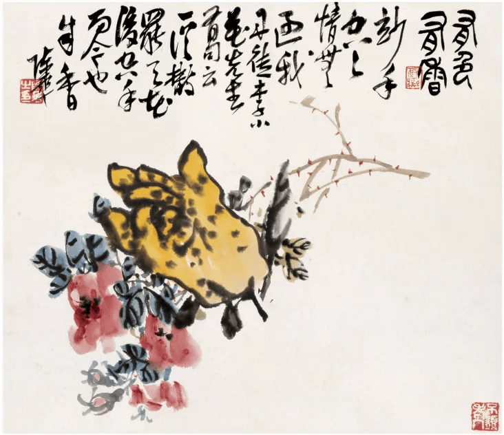 陈半丁花卉小品，脱俗有古趣!_吴昌硕_风格_花鸟画