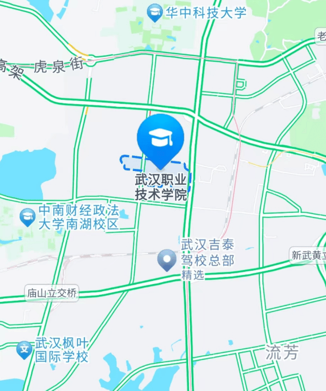 武汉职业技术学院位于武汉市洪山区关山大道463号,是湖北省人民政府