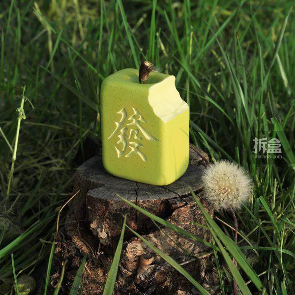 所乐工作室 发财麻将 苹果 可爱q版麻将水果 潮玩手办摆件