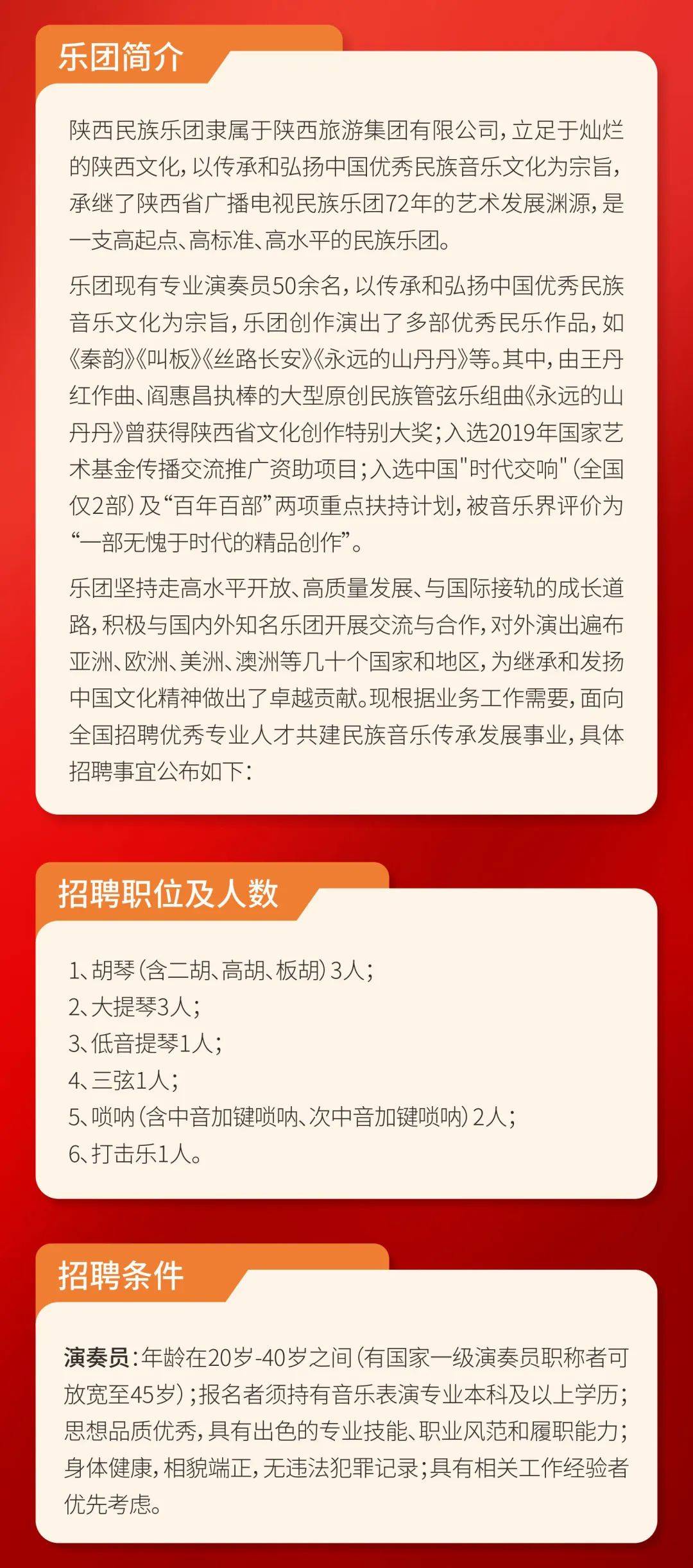 陕西民族乐团2024年度公开招聘公告
