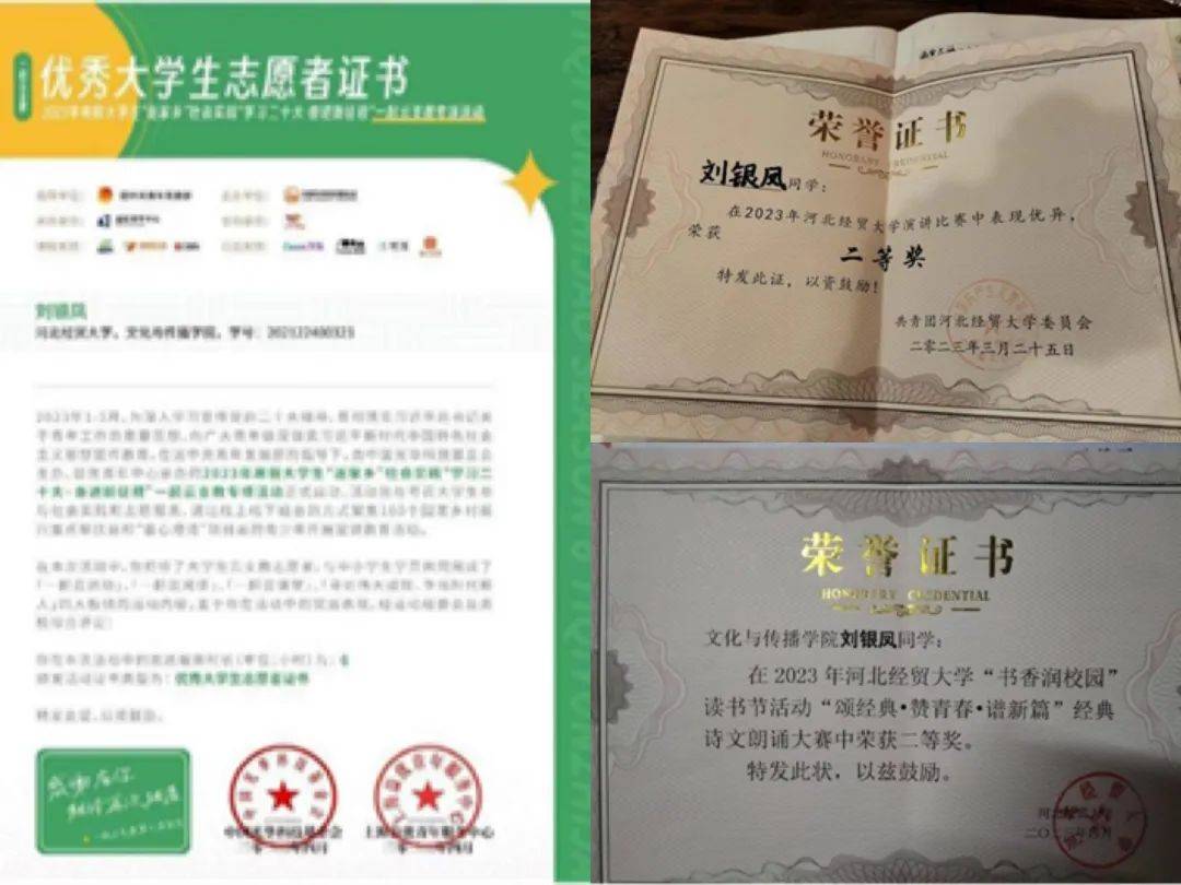 所获荣誉奖状新闻与文化传播学院"优秀标兵"荣誉称号新闻与文化传播