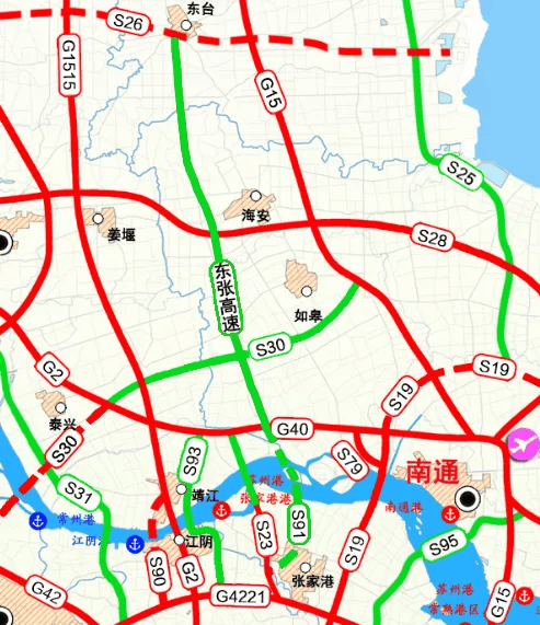 与既有规划内如皋至张家港高速公路合并为东台至张家港高速公路