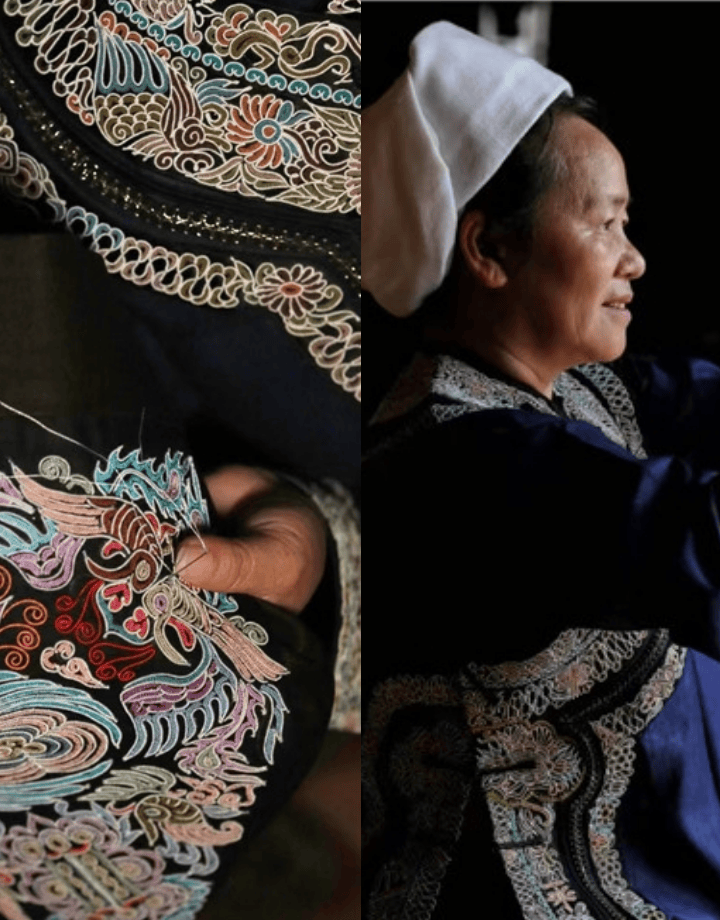 图源:贵州日报在贵州水族服饰常以青,蓝,黑,白为主领子和袖口绣着马尾