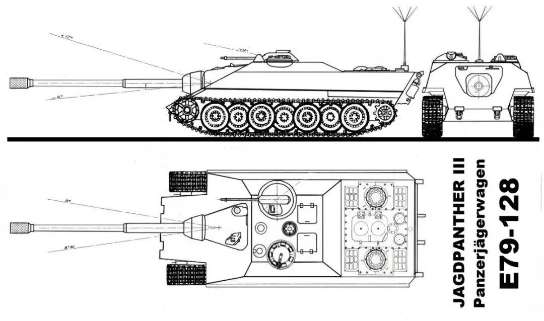相比e-79,e-77的负重轮由7对减少为6对,裸露的履带也被侧裙板和挡泥板