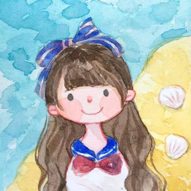 水彩插画 | 夏日里的可爱小女孩水彩插画,爸比的小棉袄