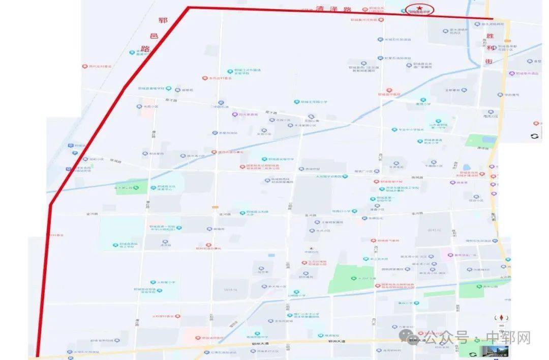郓邑路(清泽路至郓州大道路段)1,郓城县高级中学考点:清泽路(西门街至