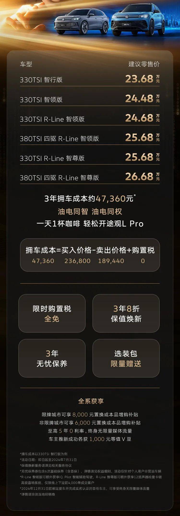 68万-26.68万元 超聪明的油车途观l pro上市