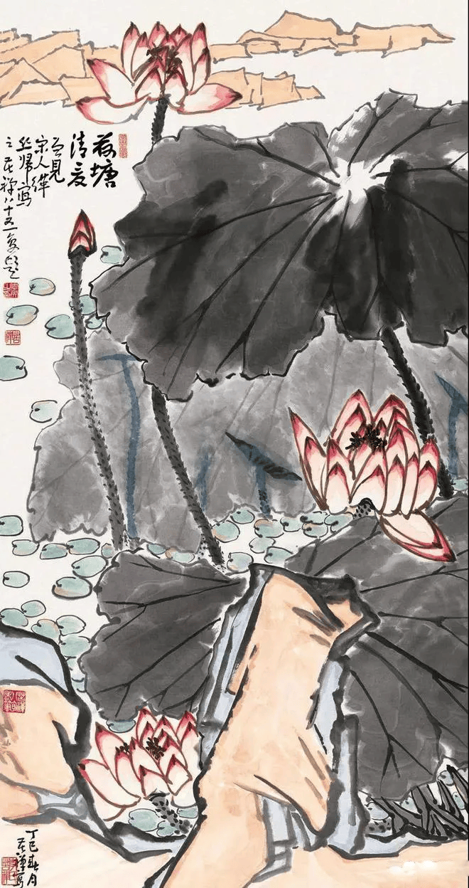 炎炎盛夏之日,奉送李苦禅大师的一组水墨荷花,希望你看了后能够内心