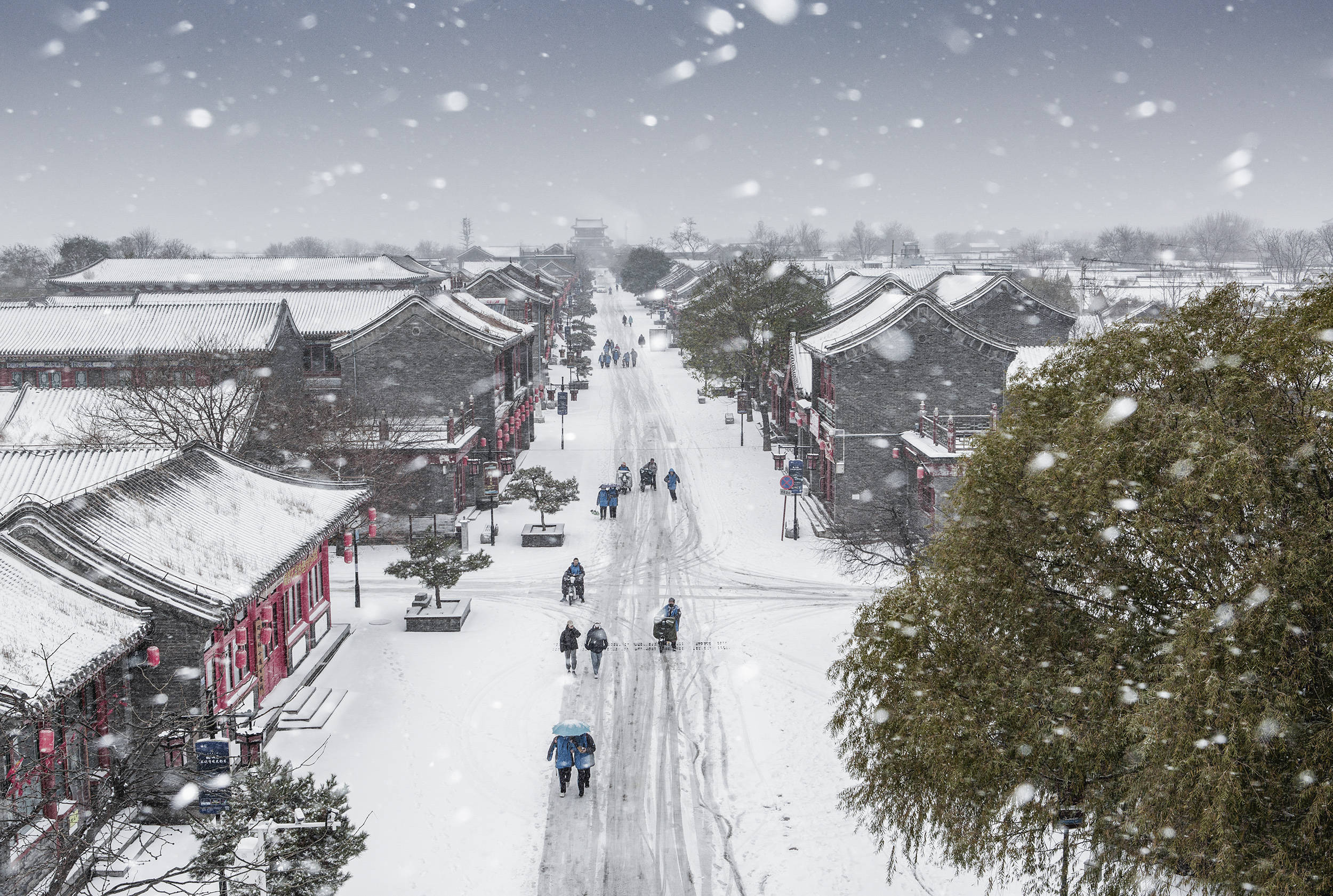 山海关古城雪景图片