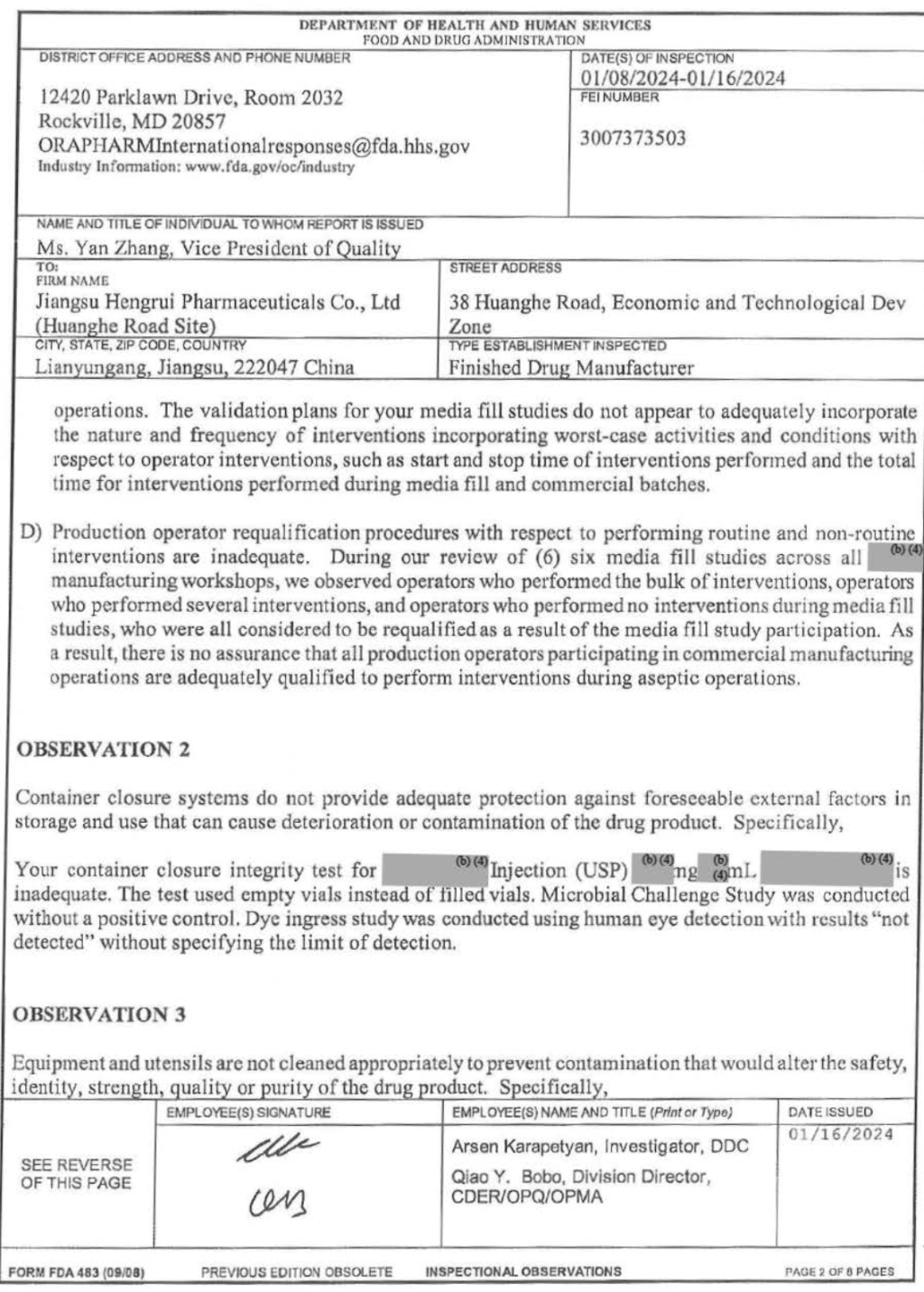 恒瑞的form 483,没有那么简单 | 见智研究