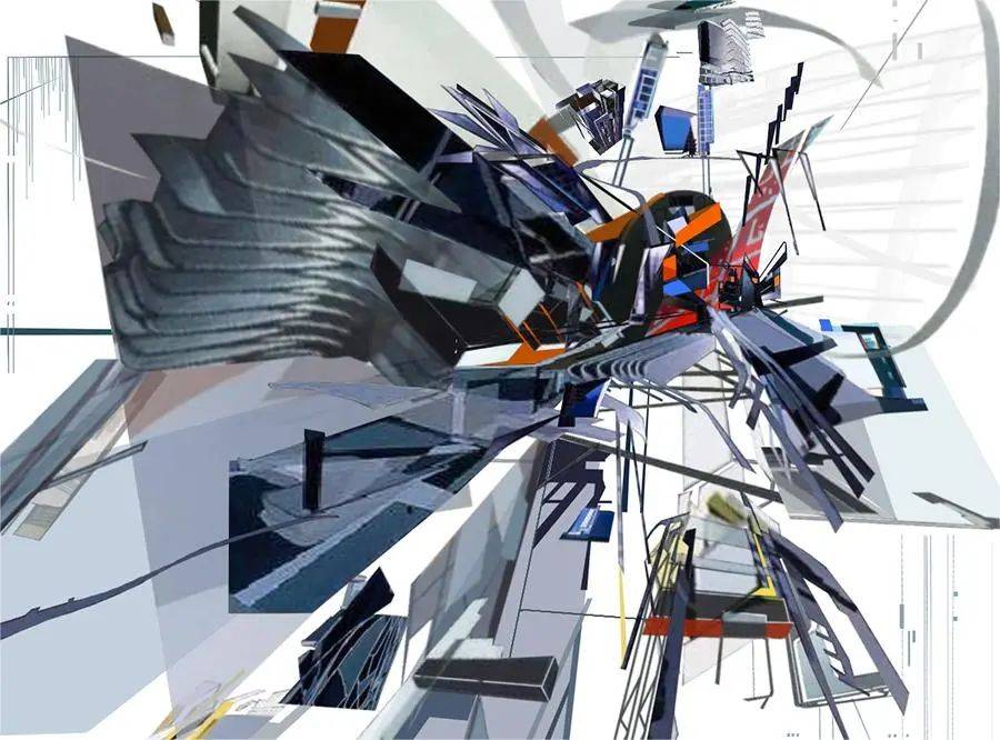 维奇"抒情抽象"与扎哈·哈迪德的设计习作进行重构再创作,通过动与静