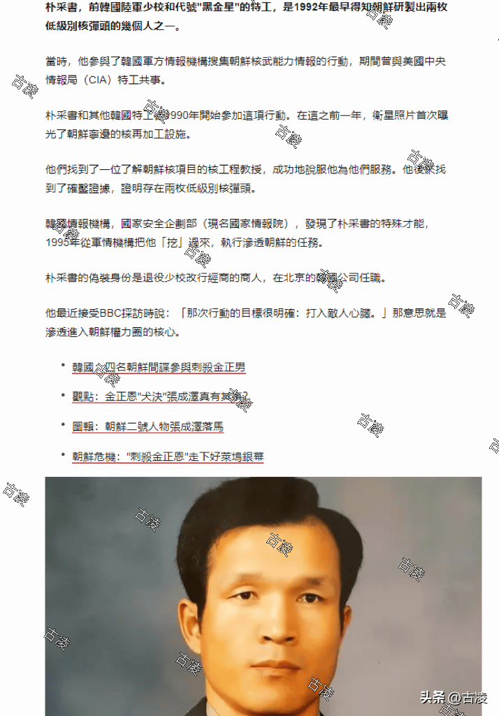 1996年,韩国特工朴彩瑞受朝鲜领袖会见前,将窃听器放入尿道中