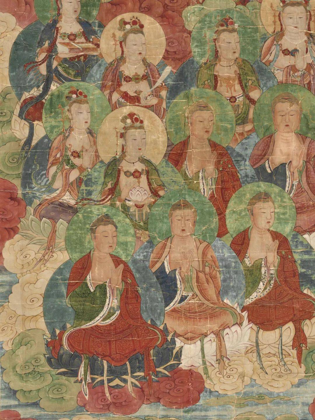 明代水陆画《三世佛及其胁侍图》