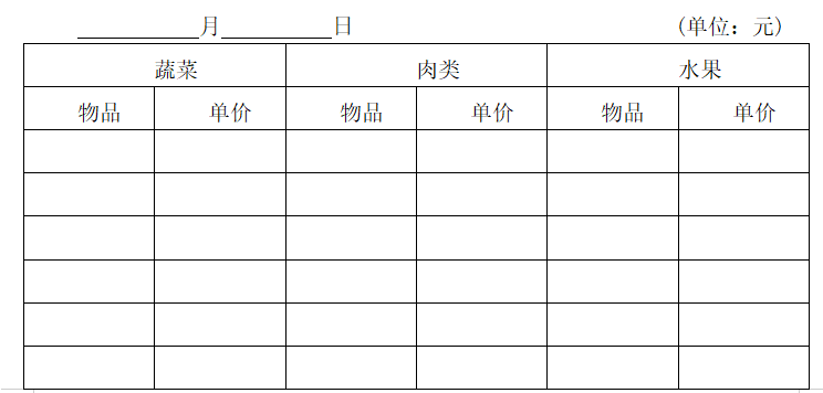 幼儿园购物申请表图片