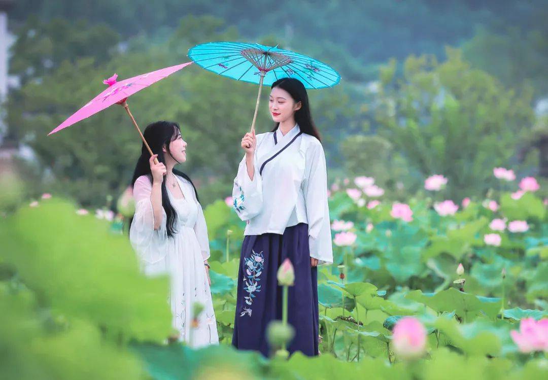 荷丛掩映,韵味清新拍人像_人物_荷塘_荷花