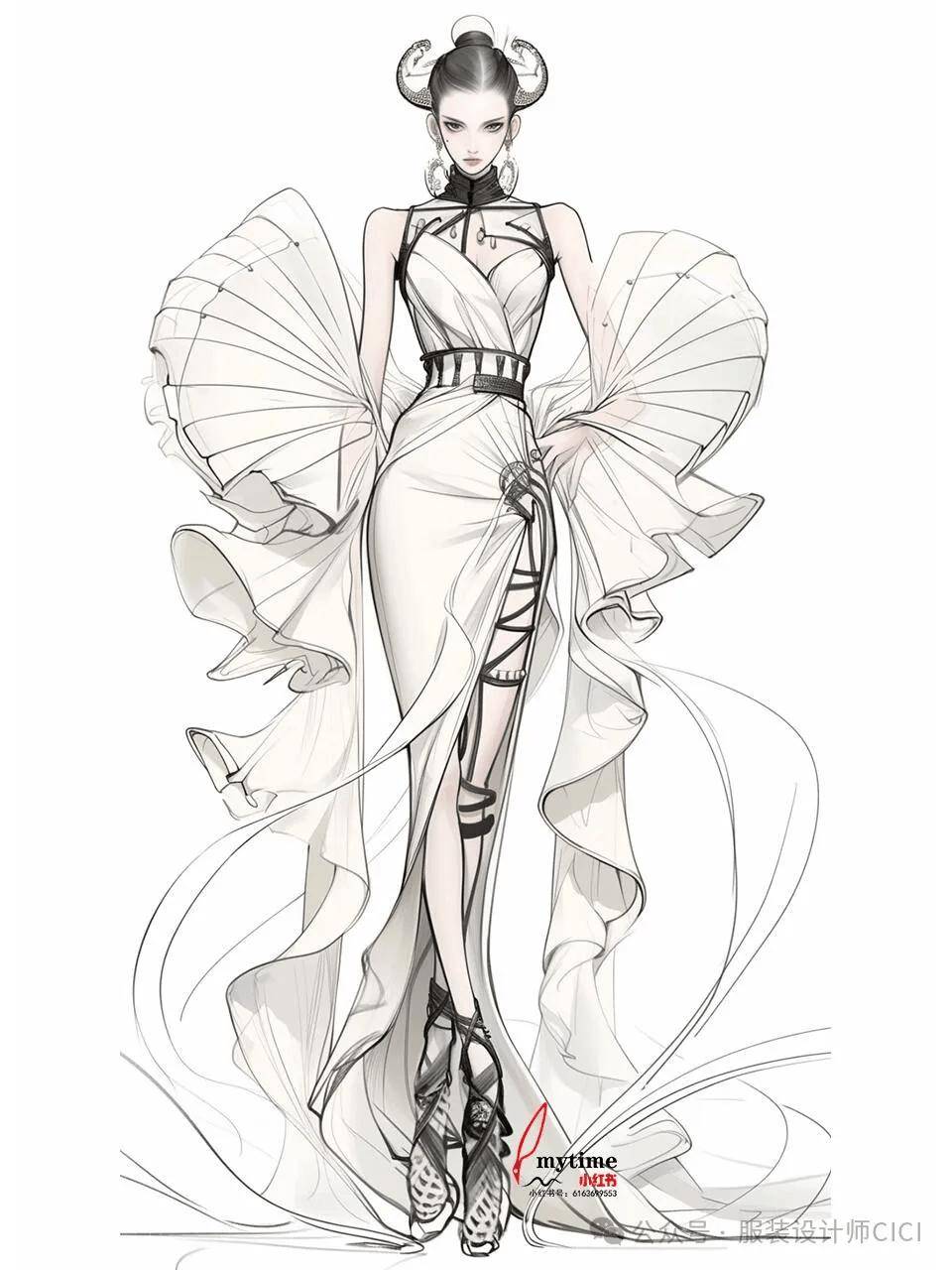 注:本文图片来源于小红书:mytime,供学习参考,ai服装设计——新中式1