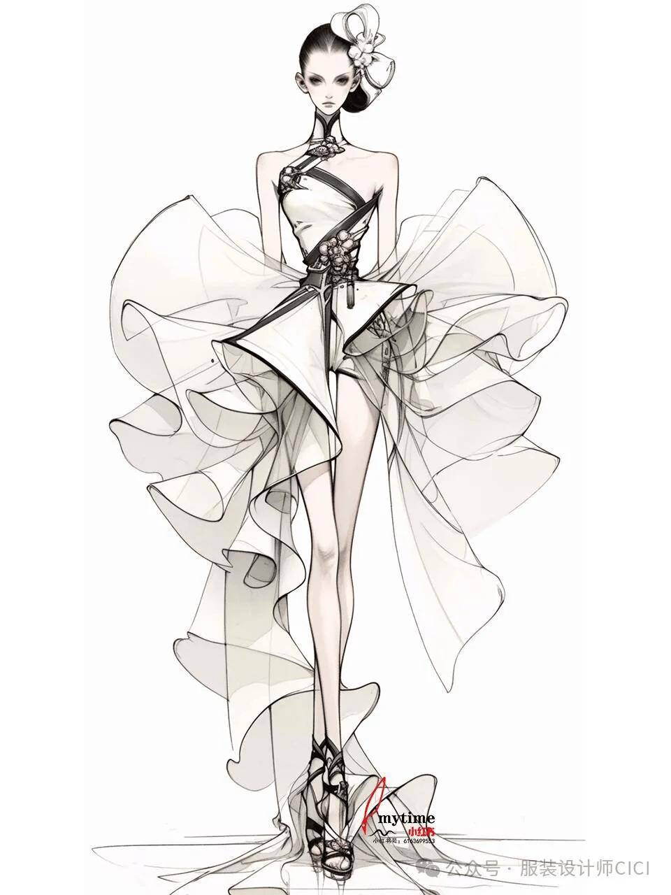 100款-国风新中式-服装效果图(线稿 上色 ai)