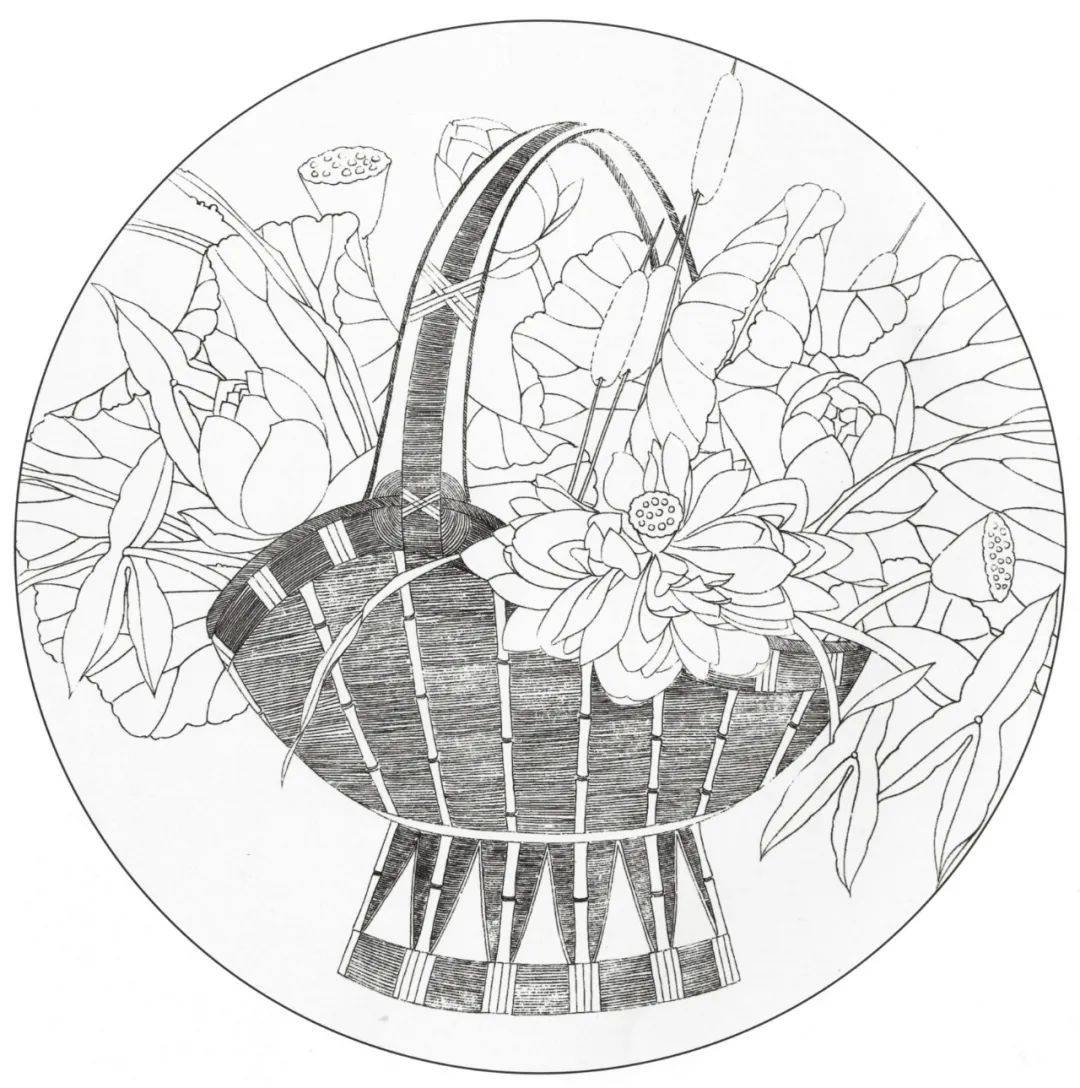 工笔《花篮图》绘制步骤示范