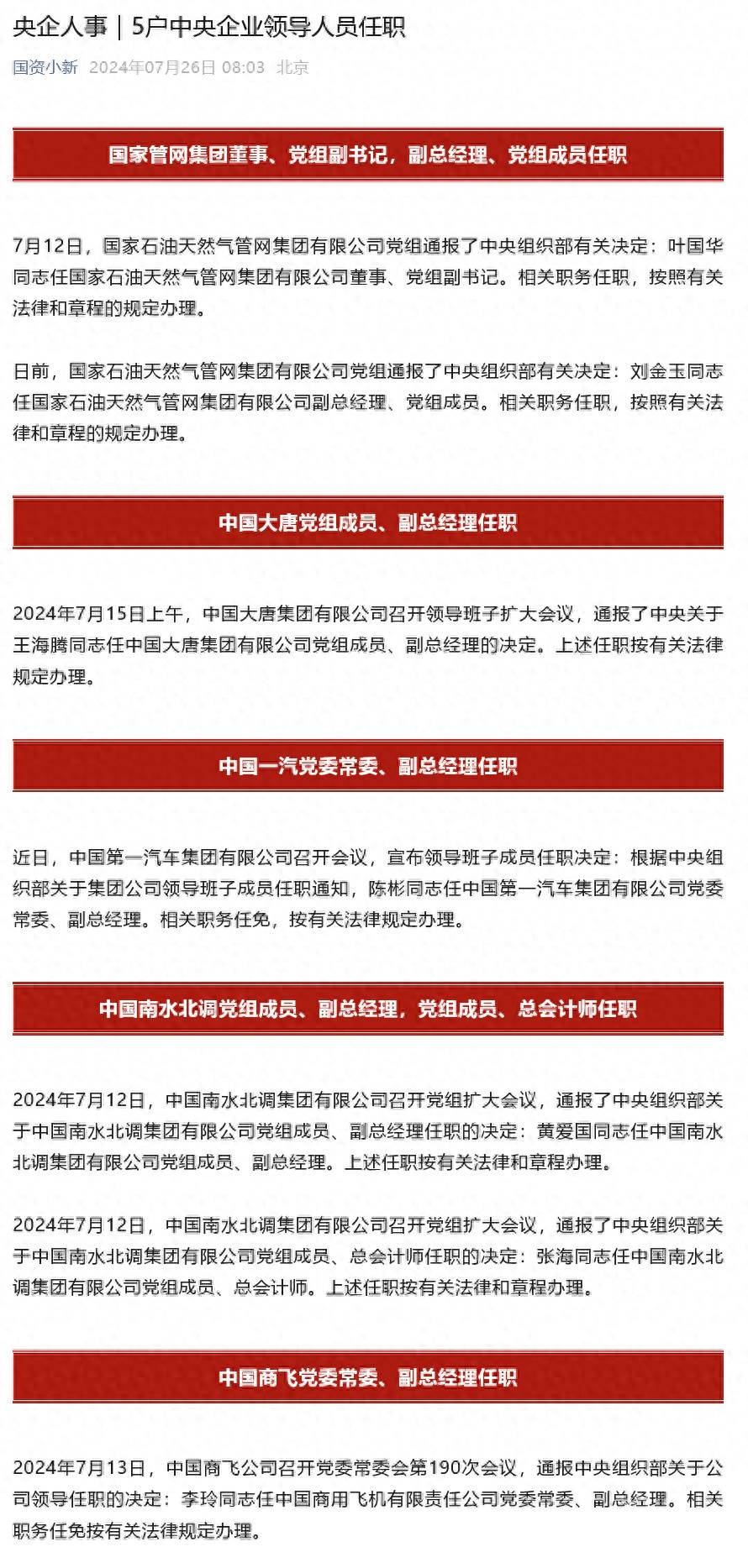 叶国华任国家石油天然气管网集团有限公司董事,党组副书记_中国_有关