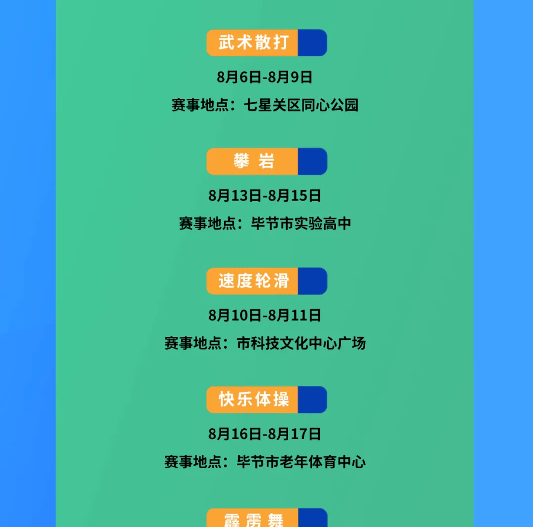 毕节市运会赛程时间公布!
