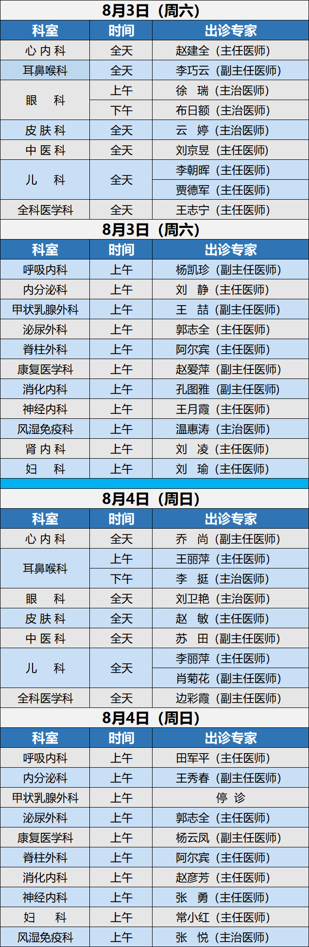 301医院专家出诊一览表图片