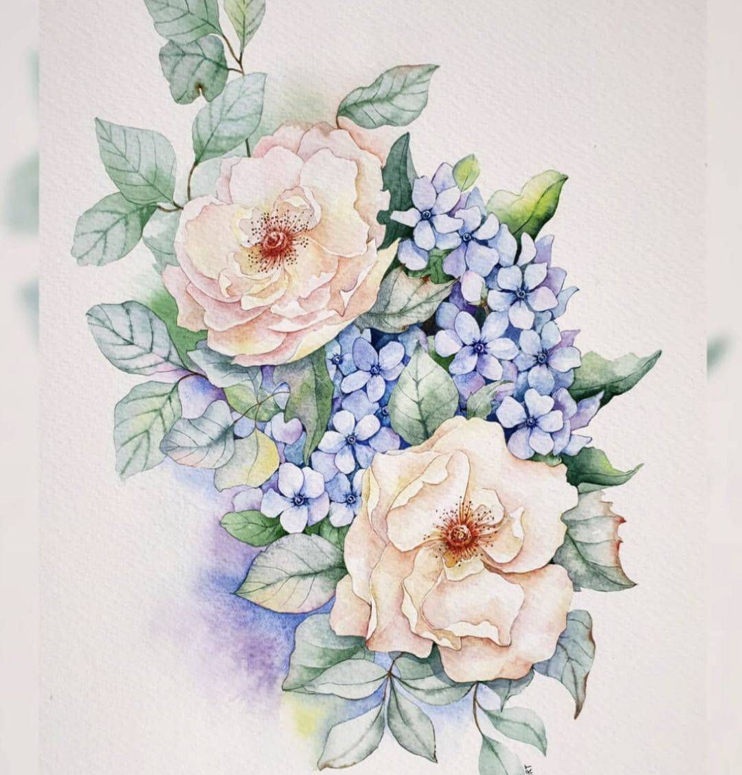 超美的植物系水彩小插画,零基础也不怕!教程一分钟轻松学会,快来收藏!