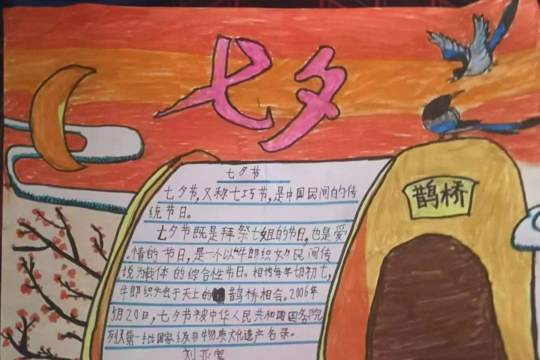 纤云弄巧,这个七夕,队员们纷纷拿起画笔,剪刀,用绘画和剪纸的形式,向